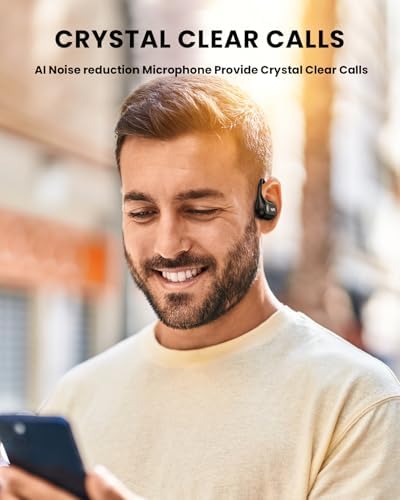 Beige Wireless Bluetooth 5.3 Open Ear Sports Earbuds – Ultra-Light Air Conduction Headphones with 30-Hour Battery Life, Enhanced Bass, and Secure Fit for Active Enthusiasts – Ideal for Running, Workouts, and Effortless Calls