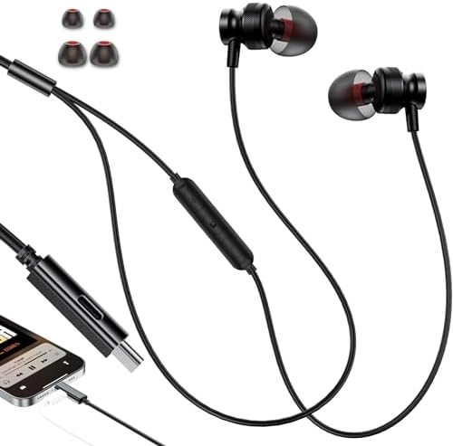 APETOO USB-C Magnetic Noise-Canceling Earbuds – Premium Wired Headphones for i Phone 16 & Samsung Galaxy S24 – Ergonomic Design with Built-in Microphone, Volume Control & Tangle-Free Storage for Superior Sound Quality and All-Day Comfort