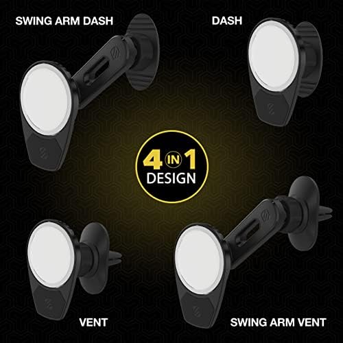 Scosche MSCODVMPD20 Magic Mount 4-in-1 Versatile Car Holder for Mag Safe Wireless Charging – Effortless Dashboard, Vent, and Swing-Arm Integration for i Phone 15/14/13/12 Series – Secure Magnetic Grip & Fast Charging Capability – Perfect for Hands-Free Navigation and Modern Vehicle Aesthetics