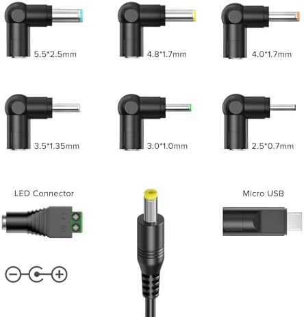 Versatile 34 W Multi-Voltage Car Charger with 8 Interchangeable Tips – Ultimate DC Power Adapter for Portable Electronics, DVD Players, Dash Cams, and Breast Pumps – Fast USB Cigarette Lighter Charger for Travel and Roadside Emergencies