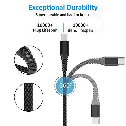 6 FT USB Type C Cable 2 Pack – High-Speed Fast Charging and Data Transfer Cord for Samsung Galaxy A Series and LG Models – Durable Nylon Braided Charger with Tangle-Free Design for Ultimate Convenience and Extended Reach