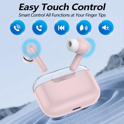 Kurdene P3 Wireless Earbuds – Bluetooth 5.3 In-Ear Headphones with Deep Bass Sound and Built-in Microphone – Stylish Pink Design for i Phone and Android – Premium Audio Experience for Music Lovers and Active Lifestyles
