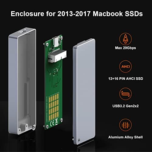 Maximize Your Mac’s Storage: MAIWO 12+16 PIN SSD Enclosure for Mac Flash SSDs – Lightning-Fast USB 3.2 20 Gbps Adapter, Ultimate Compatibility with Mac Book Air/Pro/Retina i Mac – Effortless Upgrade for Enhanced Performance and Speed