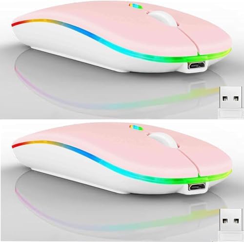 Seamless Productivity with 3 Pack Rosy Glow Red Wireless Bluetooth Mouse – Rechargeable, Silent, and Slim Dual Mode Mice for Laptop, Desktop, i Pad, and Mac – Perfect for On-the-Go Professionals and Students