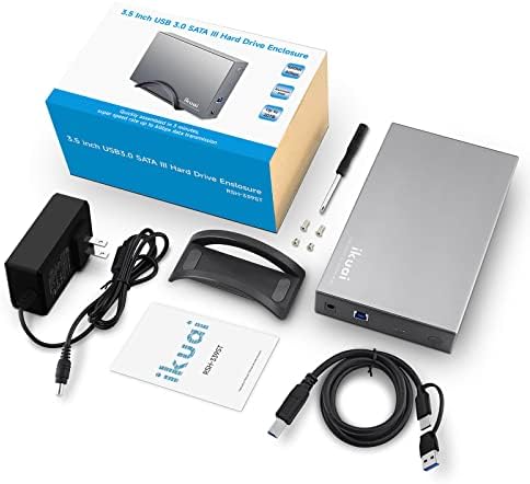 Aluminum 3.5″ Hard Drive Enclosure: USB 3.0 & USB-C Dock for 20 TB SATA HDD/SSD – Rapid Data Transfer & Universal Compatibility for All Operating Systems