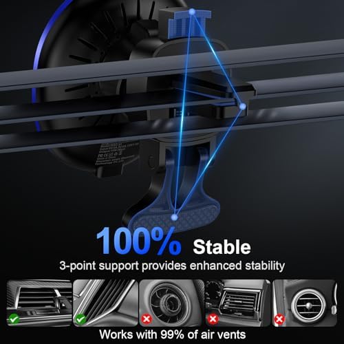 Magnetic Wireless Car Charger and Auto-Clamping Phone Holder for i Phone 12-16 & Samsung Galaxy S25 Ultra – 15 W Fast Charging Air Vent Mount for Effortless Navigation and Secure Device Accessibility