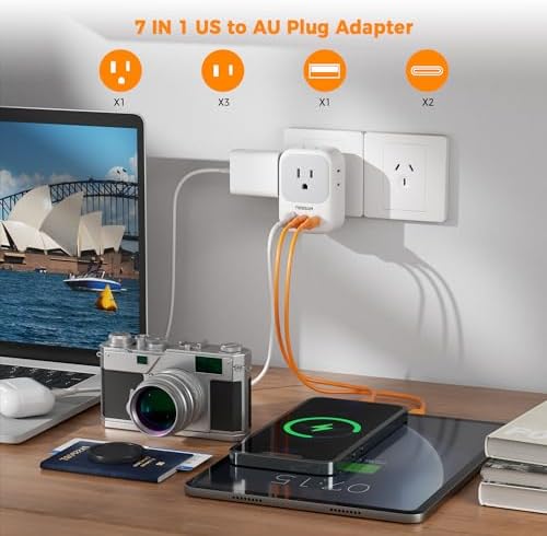 TESSAN Universal European Travel Power Adapter – 3 High-Speed USB Ports (2 USB-C) & 4 AC Outlets for Seamless Device Charging Across France, Germany, Spain, Greece & More – Compact Multi-Port Solution for Global Travelers – Ultimate Type E/F Plug Converter for Efficient Connectivity