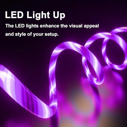 Illuminate Your Charging Experience: 6 ft LED Light-Up MFi Certified i Phone Charger Cable – Fast Charging for i Phone 14, 13, 12, 11 Pro Max, XR, X, SE, 8 Plus, i Pad & i Pod (Vibrant Purple) – Stylish, Durable, and Convenient Performance