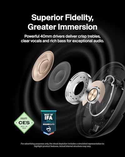 Belkin Sound Form Isolate Bluetooth Over-Ear Headphones – Premium Hybrid Active Noise Cancelling Technology for Immersive Audio, Luxurious Cloud Cushion Design for All-Day Comfort, Unmatched 60-Hour Battery Life with Quick Charge, Advanced Bluetooth 5.4 Connectivity for Crystal-Clear Sound – Ideal for Travel, Home, and Office Use in Elegant Sand Finish