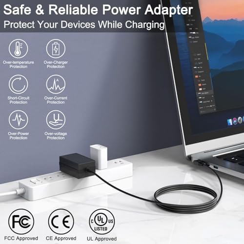 UL Listed 12 V AC Charger for Naclud X15 & FUNYET Duetbook 14 – Versatile Power Supply with 2 A, 2.5 A, 3 A Output Options – Compact, Lightweight Laptop Adapter for Home, Office, Travel – Reliable Fast Charging for Multiple Devices – Engineered for Safety and Longevity