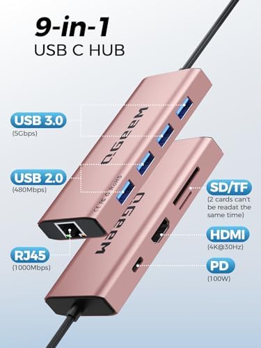 Unlock Seamless Connectivity with the QGee M 9-in-1 USB C Hub – The Ultimate Multi-Port Adapter for High-Speed Data Transfer, 4 K HDMI Output, and 100 W Power Delivery – Perfectly Compatible with Mac Book Pro, Air, i Pad, Dell, HP, Lenovo, and Chromebook – Compact, Stylish Blue Design for On-the-Go Professionals and Creatives