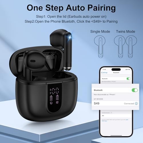 Premium Bluetooth Wireless Earbuds for Samsung Galaxy S25 Ultra & i Phone 15/16 – IP7 Waterproof, 60-Hour Battery Life, LED Power Display, Noise-Cancelling In-Ear Headphones with Built-in Microphone for Unmatched Sound Quality and Comfort