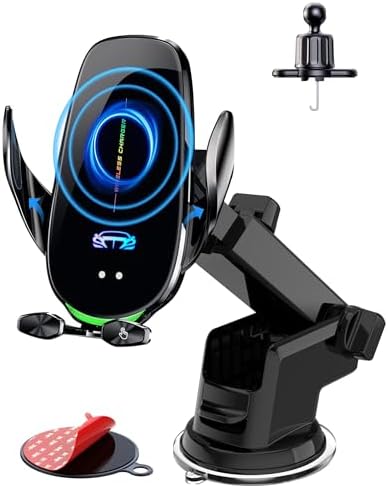 Experience Effortless Wireless Charging with the 15 W Fast Charging Auto-Clamping Car Phone Mount – Universal Compatibility for i Phone and Android Smartphones, Intelligent Dual Control Induction for Seamless Operation – Enhance Your Driving Convenience with Sleek Design and Secure Grip