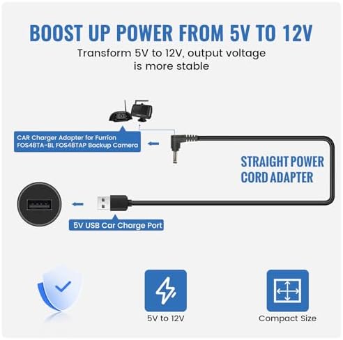 EWAY USB to DC Car Charger Cable for Furrion FOS07 & FOS48: High-Speed Power Supply for Backup Cameras – Reliable, Lightweight, and Durable Travel Essential for Seamless Vehicle Connectivity and Enhanced Safety