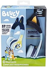 Bluey Kids Bluetooth Headphones – Safe Wireless Earphones with Volume Limiting Technology, Foldable for Easy Portability, and Integrated Microphone for Calls and Learning – Versatile Compatibility for Home, School, and Travel Use