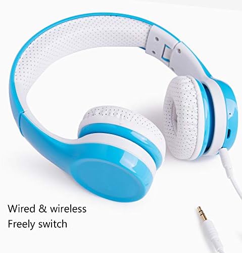 Light Blue Kids Bluetooth Headphones – Safe 93 d B Volume Limitation for Ear Protection – Foldable & Travel-Friendly Design – Built-in Microphone for Hands-Free Calls – Comfortable Wireless Headphones for Toddlers and Children – Perfect for School, Home, and Fun Activities