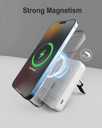 ZEROLEMON Mag Juice+ 10000 m Ah Wireless Magnetic Charger for i Phone 16/15/14/13/12 Pro Max – Fast 20 W Power Bank with Built-in Stand, Compatible with Mag Safe, Apple Watch & Air Pods – Effortless Charging on the Go