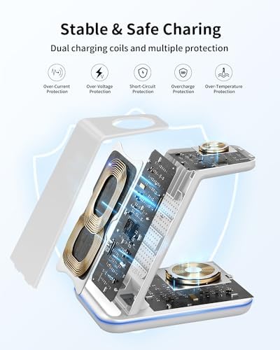 Revolutionize Your Charging Routine with the Joy Geek 3-in-1 Wireless Charger Station for Samsung Devices – Fast Charging Dock for Galaxy Watch7 Pro/4/3/Active2/1, S24/S23 Ultra/S22/S21/S20/Note 20, Z Fold & Flip, and Buds 3 Pro – Enhanced Compatibility, Sleek Design, and Built-in Safety Features for Efficient Power Management