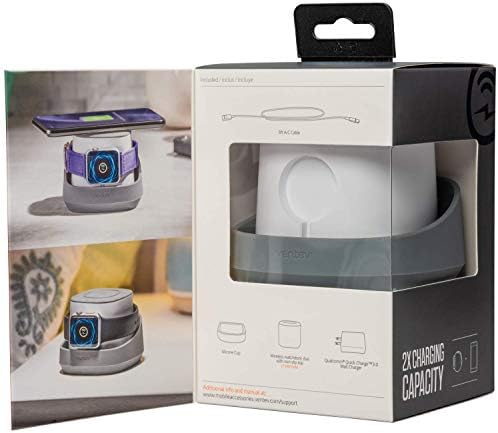 Ventev Wireless Charger Watchdock Duo – Dual 10 W Qi Fast Charging Dock for i Phone & Apple Watch – Sleek Light Gray Design with Enhanced Compatibility for Apple & Samsung Devices – Effortlessly Charge Two Devices Simultaneously in a Space-Saving Solution for Modern Homes and Offices