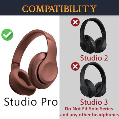 Elevate Your Audio Experience with SOULWIT Deep Brown Replacement Earpads for Beats Studio Pro Wireless Headphones – Luxurious Protein Leather Cushions with Advanced Noise Isolation Foam for Unmatched Comfort and Enhanced Sound Quality