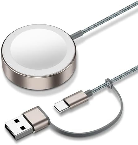 Magnetic Fast Charging Cable for Apple Watch – Portable 1.6 FT Wireless Charger Compatible with All i Watch Series Ultra/10/9/8/7/6/SE/SE2/5/4/3 – Quick Connection & Enhanced Durability for Effortless Charging