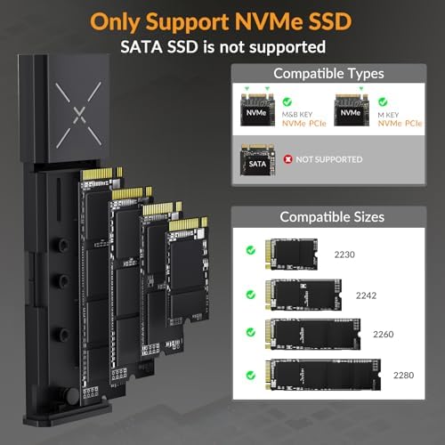 Transform Your Data Storage with i Dsonix Tool-Free M.2 NVMe PCIe SSD Enclosure – High-Speed USB-C 3.2 Gen 2 Adapter for Effortless 10 Gbps Transfers, Supports M-Key & B+M Key Interfaces for 2230/2242/2260/2280 SSDs, Enhanced Durability & Performance with UASP Trim Technology – Ideal for Professionals & Casual Users Alike