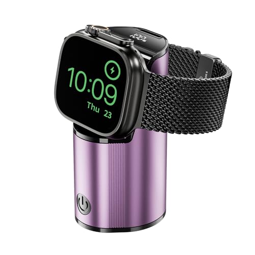 Ultra-Portable Aluminum Alloy Magnetic Charger for Apple Watch – 2000 m Ah Keychain Design for Effortless Travel Compatibility with Series 10/9/8/7/6/5/4/3/2/SE/UItra 2/Ultra – Fast-Charging Solution for On-the-Go Smartwatch Enthusiasts