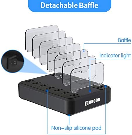 COSOOS 81 W PD USB-C Charging Station – High-Power Multi-Device Fast Charger with 3 x 20 W Ports and 6 Versatile Cables for Instant Mobile Power – Compact USB Hub for Effortless Charging at Home or Office with Enhanced Overheat Protection and Smart Safety Features