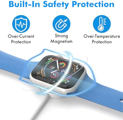Ultra-Fast Magnetic Charger for Apple Watch – USB-C Power Cable with 3 Ft Length for Series 10, 9, 8, 7, 6 & SE – 2-3 Hour Rapid Charge with Intelligent Smart IC Technology – Sleek White for Optimal Compatibility & Durability on the Move