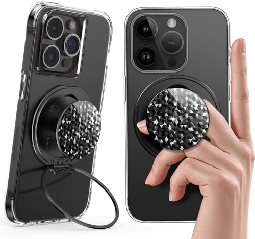 Glamour Pearl Magnetic Phone Grip Holder with Adjustable Kickstand – Ultimate Versatile Smartphone Accessory for i Phone, Android & Kindle – Secure Hands-Free Viewing & Stylish Design – Includes Magnetic Adapter for Effortless Compatibility and Enhanced Usability