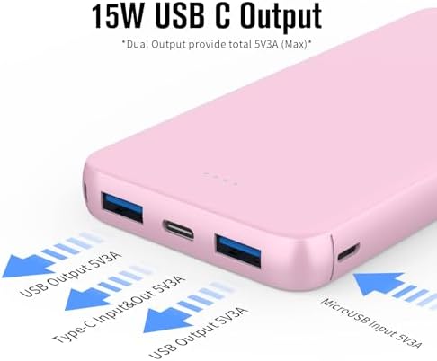VANYUST 10000 m Ah Portable Power Bank – Ultra-Fast USB-C Charger for i Phone 16, Samsung S22, Google Devices – Slim, Lightweight Design for On-the-Go Power – Enhanced Compatibility for All Your Charging Needs