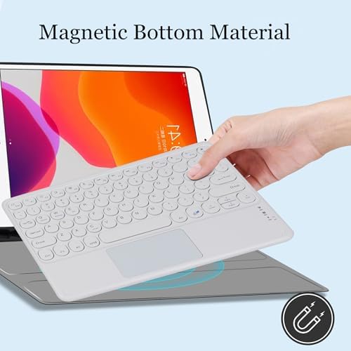 Ultra-Slim Pink Bluetooth Keyboard with Touchpad – Multi-Device Compatible Rechargeable Wireless Keyboard for i Pad, i Phone, Android, PC & Mac – Effortless Typing & Intuitive Navigation for On-the-Go Professionals and Students