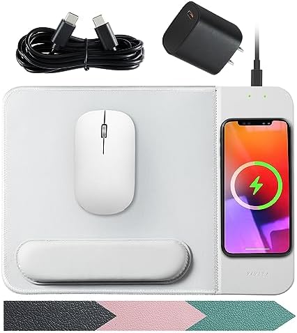 Transform Your Desk with the 15 W Ergonomic Wireless Charging Mouse Pad – Fast Qi Charging for i Phone 11-16 & Samsung Devices – Stylish Black With Detachable Wrist Support for Ultimate Comfort and Productivity