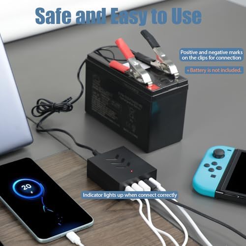 Le Motech Ultra-Fast Multi-Port USB Power Adapter – Compact 12 V/24 V to 5 V DC Converter for i Phone, Android, and Tablets – Versatile Charging Station for Travel and Outdoor Use – Reliable Power Solution with Four USB Ports for Quick Device Charging