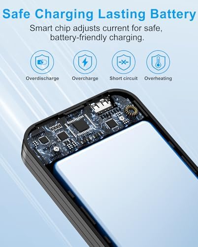 Ultra-Fast Portable Phone Charger with 12000 m Ah Capacity – All-in-One Power Bank with Integrated Cables, Wall Plug, and LED Display for i Phone, i Pad, Samsung – Essential Travel Companion for Uninterrupted Connectivity