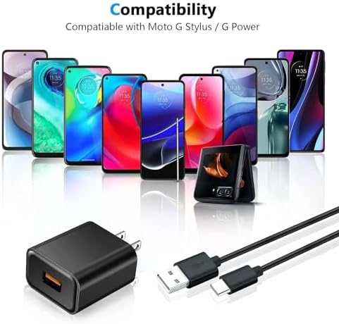 Maximize Your Charging Potential: 2-Pack 10 FT USB C Charger for Motorola Turbo Power Devices – Ultra-Fast Charging & Data Transfer Cables for Moto G Power, G Stylus, One 5 G UW Ace, and Edge Series – Robust Design with Reinforced Connectors for Unmatched Durability – Perfect for Home and On-the-Go Use