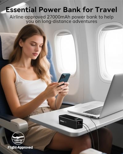 High-Capacity 27,000 m Ah Portable Power Bank with 120 W Fast Charging – Smart Digital Display & Enhanced Compatibility for i Phone, Mac Book, Samsung & More – Ultimate Travel Charger for Laptops and Devices