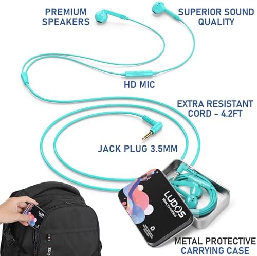 LUDOS FEROX USB-C Earbuds – Premium Wired Headphones for i Phone 16 & Samsung Galaxy Series, Featuring Exceptional Audio Clarity & Deep Bass, Ergonomically Designed for All-Day Comfort, Tangle-Free Cable for Streamlined Use, Supported by an Impressive 5-Year Warranty, Eye-Catching Vibrant Green Finish – Elevate Your Sound Experience for Music Lovers and Gamers Alike