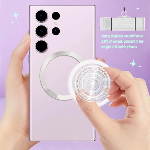 Mag Safe-Compatible Transparent Collapsible Phone Grip Stand – Durable Hands-Free Holder for Smartphones & Tablets, Ideal for Streaming and Selfies – Sleek, Portable Design for On-the-Go Convenience