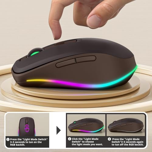Illuminate Your Workspace with the seenda Light-Up Wireless Mouse Featuring Built-In Jiggler – USB-C & USB Receiver for Mac Book, i Pad, and Windows Devices – Ergonomic Design for Enhanced Comfort and Productivity