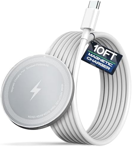 Galvanox 10-Foot Magnetic Wireless Charger for i Phone – Fast 15 W Charging Pad with Enhanced Compatibility, Sleek Anodized Aluminum Design – Stay Connected with Extended Reach and Convenience
