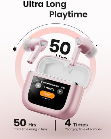 Ultimate Bluetooth 5.3 Wireless Earbuds – Experience Superior Deep Bass with 50-Hour Playtime, IPX7 Waterproof Design for Enhanced Durability, Featherlight In-Ear Fit for All-Day Comfort, Integrated Microphone for Clear Hands-Free Calling, Effortless Compatibility with i OS & Android Devices – Ideal Gift for Music Enthusiasts and Fitness Lovers