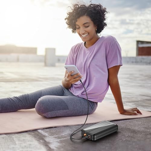 Ultimate Solar Power Bank 52800 m Ah Portable Charger with Fast 5 V/3 A Charging, Built-in 4 Cables, Dual Outputs & LED Flashlight – Perfect Outdoor Companion for Camping, Travel & Everyday Use