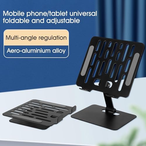 Versatile Adjustable Metal Tablet Stand – Foldable Height-Adjustable Holder for Tablets Up to 12 Inches, Perfect for i Pads and More – Sleek Black Finish for Ultimate Style and Stability in Any Workspace