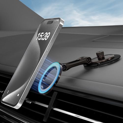 Elevate Your Tesla Experience with the Smolink All-Metal Magnetic Phone Mount – Premium Magnetic Holder for Tesla Model 3, Y, S, X, Compatible with Mag Safe and All Smartphones, Foldable Design for Sleek Aesthetics and Enhanced Durability, Perfect Car Dashboard Accessory for Hands-Free Navigation and Secure Device Attachment, Black Finish for a Refined Look