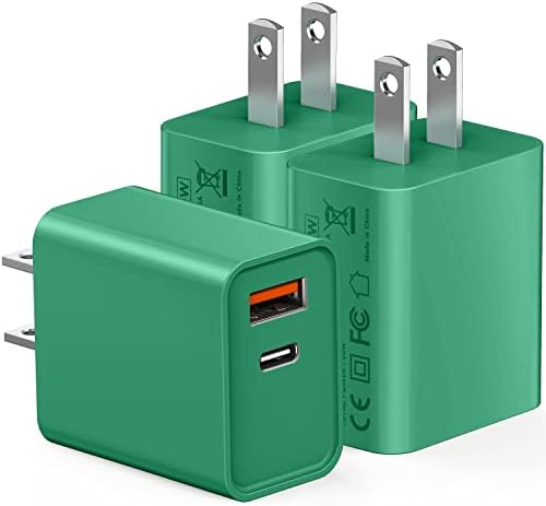 Triple Pack 20 W PD USB-C Wall Charger – Dual-Port Fast Charging Adapter for i Phone, Samsung Galaxy, Google Pixel & More – Compact, Travel-Friendly Design with Enhanced Safety Features for Ultimate Device Compatibility