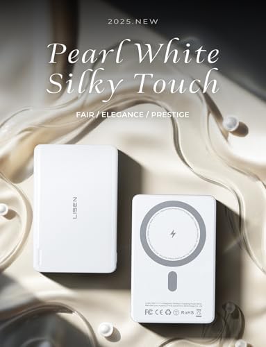 LISEN 0.3-Inch Ultra Slim Mag Safe Portable Charger for i Phone – 5000 m Ah Wireless Battery Pack for Effortless Travel Charging – Essential Magnetic Power Bank Compatible with i Phone 16 Pro Max/15/14/13/12 – Fast Charging, Lightweight Design for On-the-Go Convenience