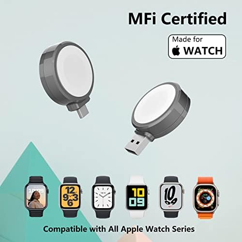 XWIN Cordless Magnetic Portable Charger for Apple Watch – MFi Certified Wireless Charging Solution for All Series Models (1-10) – Fast, Lightweight Travel Charger with USB A Compatibility for Effortless On-the-Go Power