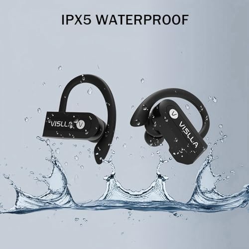 High-Performance Waterproof Bluetooth Earbuds with 82-Hour Battery Life, Ergonomic Earhooks & PU Leather Charging Case – Ideal Wireless Headphones for Gym, Running & Outdoor Activities with Hi-Fi Sound Quality and Built-in Mic for Seamless Connectivity