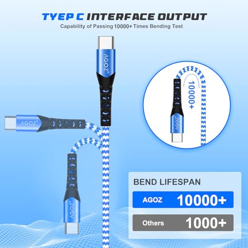 10 ft Braided USB C Fast Charger Cable – 3 Pack for i Phone 15 Pro Max, i Phone 15 Pro, i Phone 16 Plus, i Pad Pro 12.9″ & 11″ – Durable & Stylish Blue Charging Solution for Rapid Power Delivery and Data Transfer